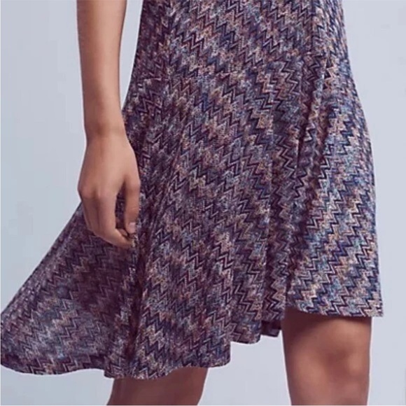 Anthropologie Maeve Westwater Knit Dress Women’s Size Large Purple Chevron - Picture 5 of 10